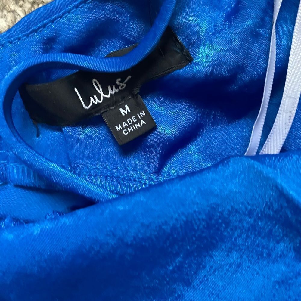 NWT Lulus Blue Satin Cowl Neck Maxi dress, Medium - Picture 11 of 14